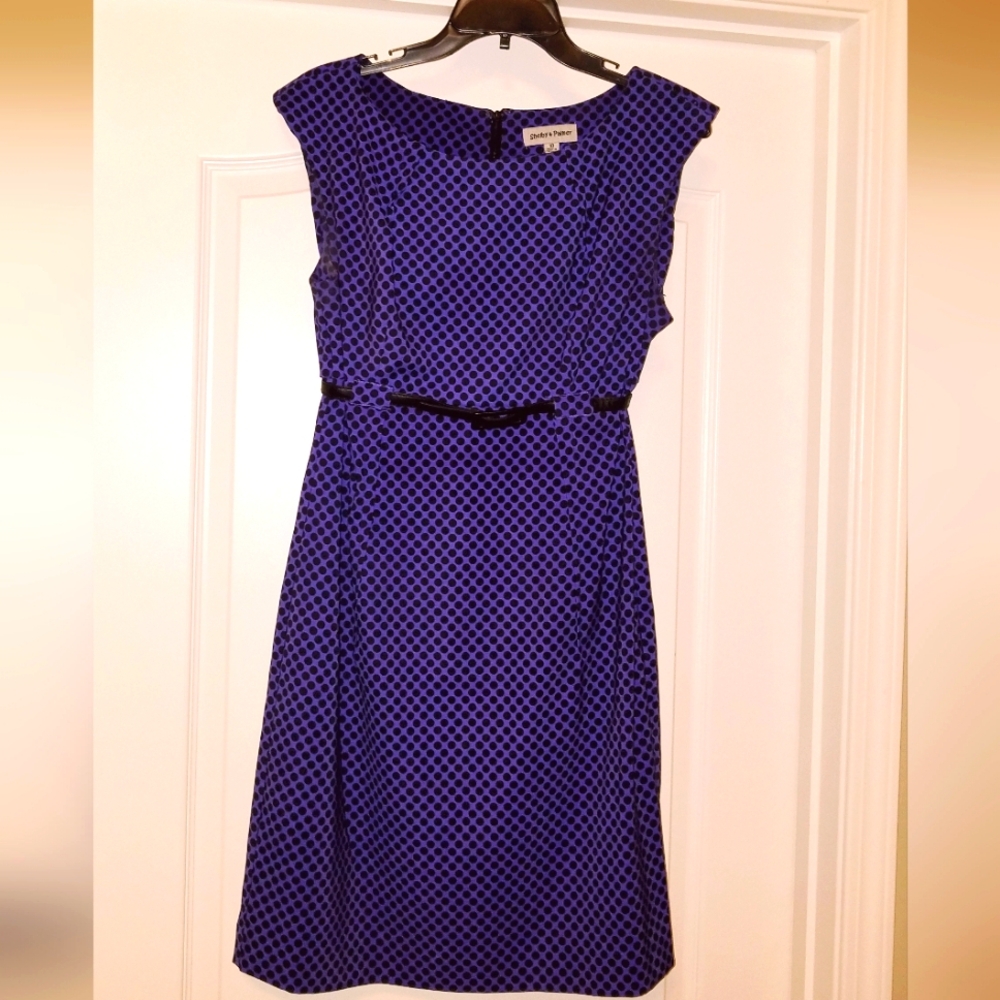 Cap Sleeve Purple and Black Polka Dot Dress